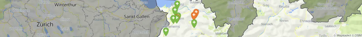 Kartenansicht für Apotheken-Notdienste in der Nähe von Bezau (Bregenz, Vorarlberg)